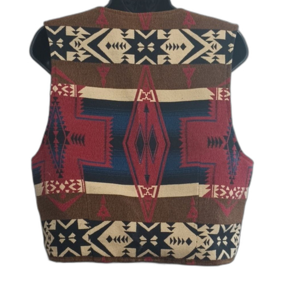 SEPPE Vintage Vest Size Large Cropped Aztec Southwestern Print 80s Trible Casual - Picture 5 of 11